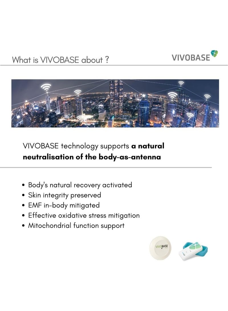 فيفوباس جهاز VIVOBASE MOVE للحماية من المجالات الكهرومغناطيسية أثناء التنقل - مثالي للجيب أو الحقيبة أو الحقيبة المدرسية، نصف قطره 4 أمتار، عمر بطارية يصل إلى 14 يومًا، صنع في ألمانيا - Image 2